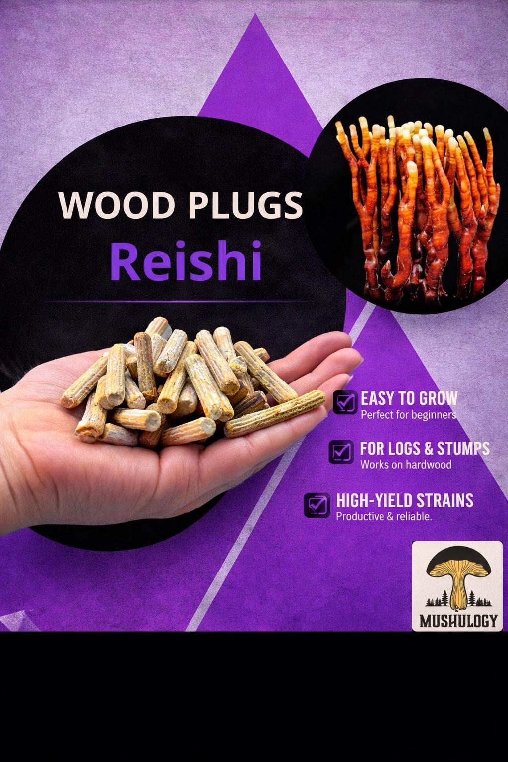 Reishi Mushroom Plugs – 100 Wood Spawn Plugs, Log Inoculation