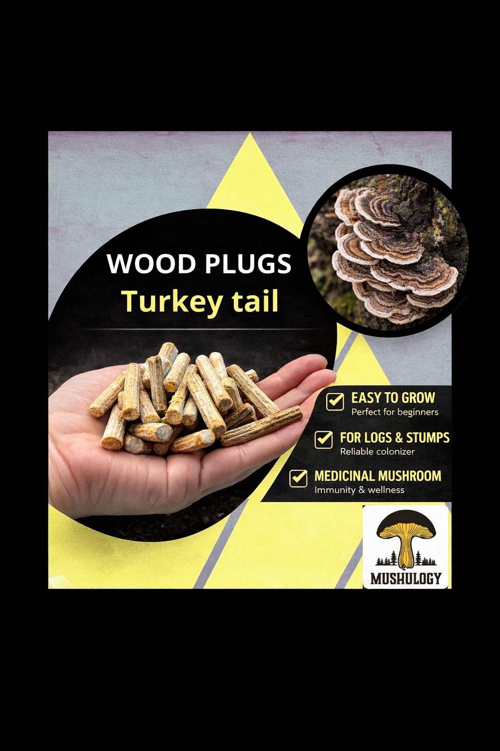 Turkey Tail Mushroom Wood Plugs – 100 Count Cultivation Kit